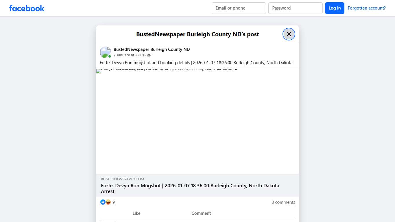 Forte, Devyn Ron... - BustedNewspaper Burleigh County ND | Facebook